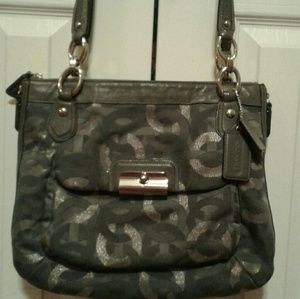 Coach purse, gray with metallic C's